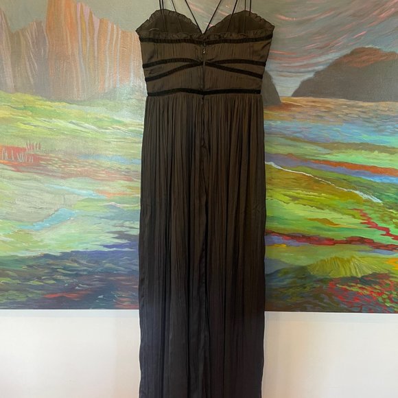 Massimo Dutti black Long pleated Spaghetti Straps Sleeveless dress - Picture 3 of 11